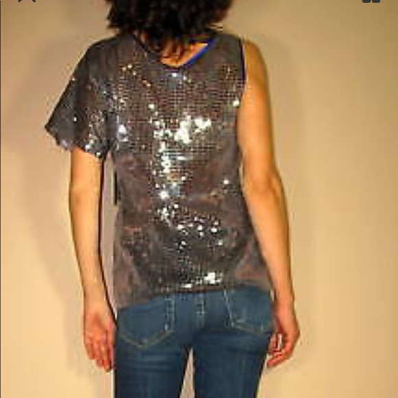 Host pick HP Anthropologie Tracy Reese Sequin One-shoulder Top Y2K Vintage New - Picture 3 of 7
